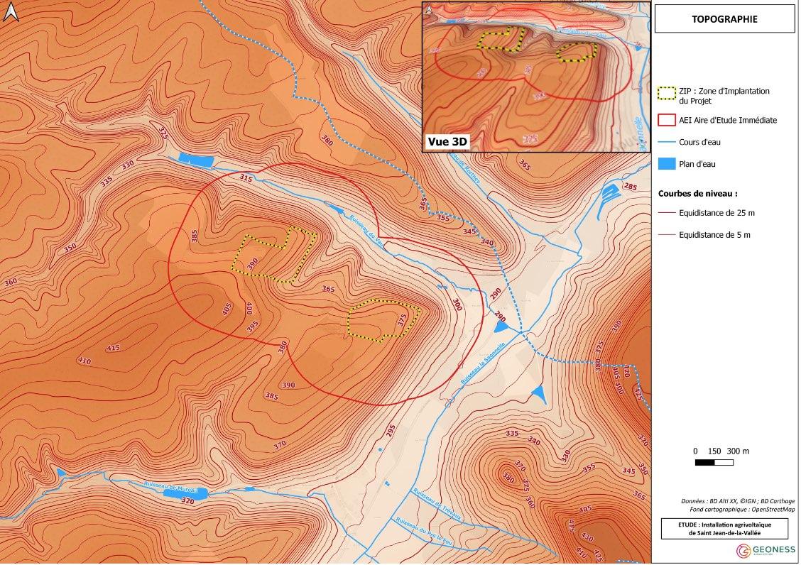 QGIS environnement - Carte topographique avec vue 3D