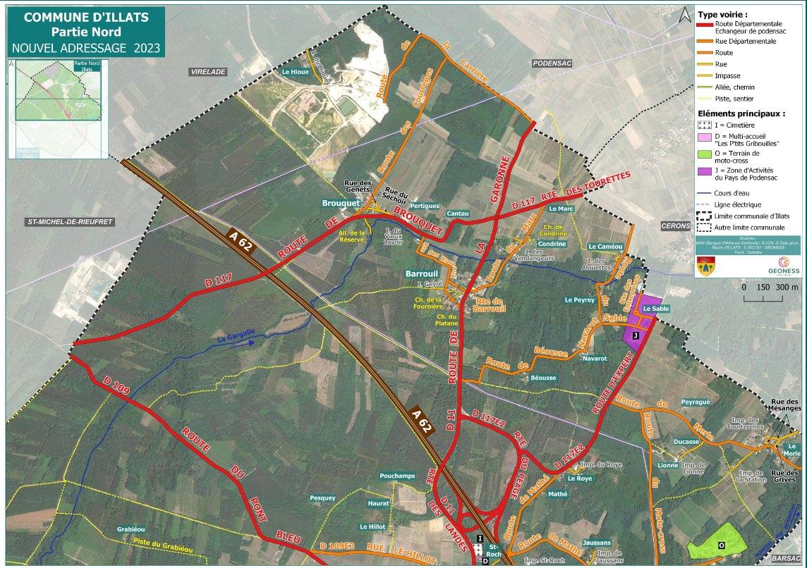 QGIS environnement - Carte nouvel adressage de la commune d’Illats (33) - 1